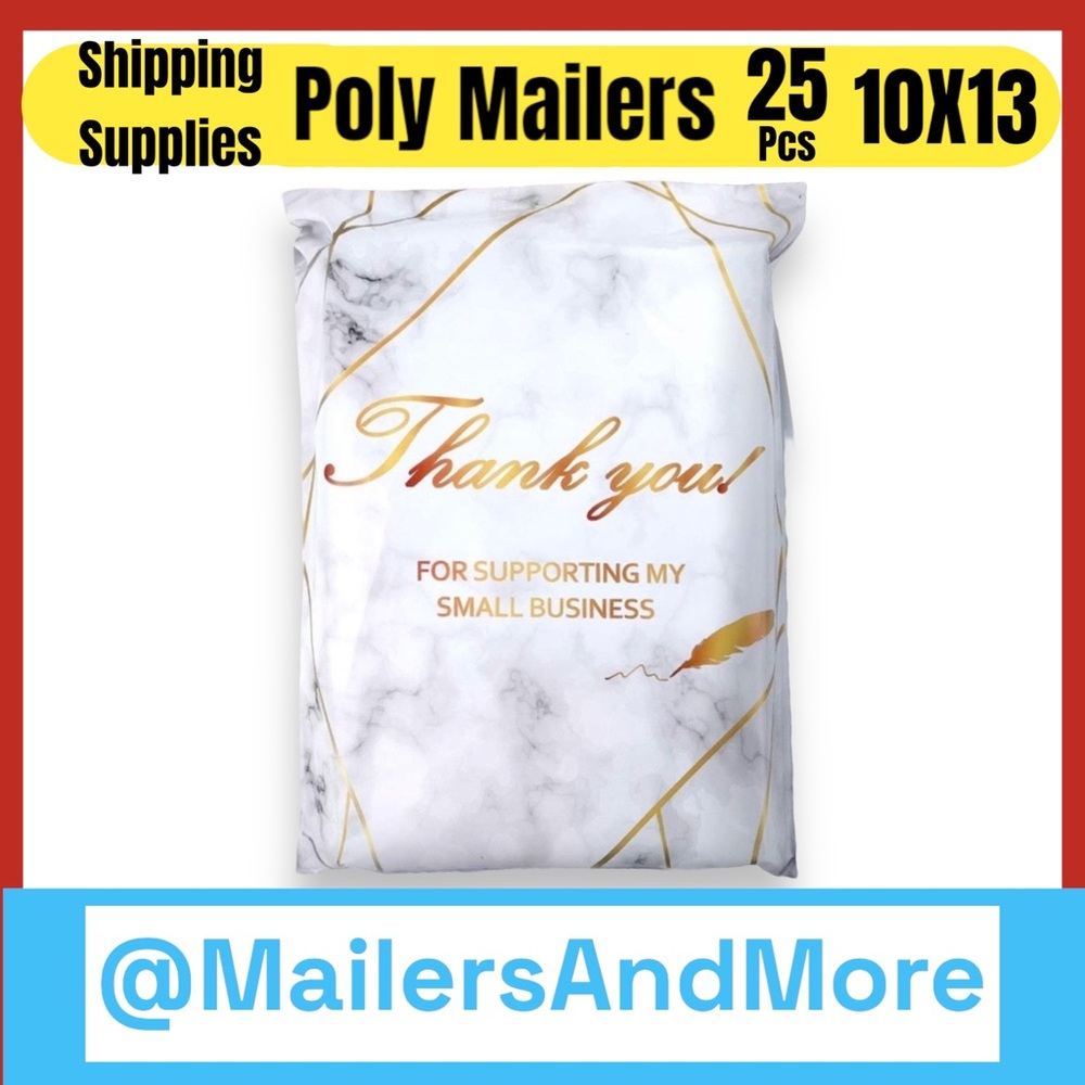 25 10X13 Poly Mailers Thank You Marble Shipping Envelopes Bags PRICE IS FIRM - Picture 3 of 10